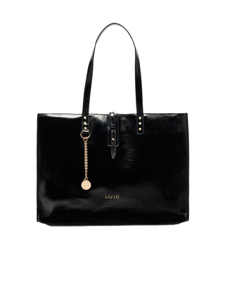 BORSA SHOPPER IN SIMILPELLE EFFETTO LUCIDO - NERO AF5024E0452 22222 LIU JO 