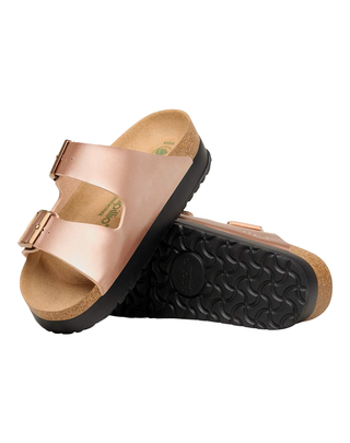 SANDALO "ARIZONA PLATFORM" IN BIRKO-FLOR CON FINITURA METALLICA 1031270-S METALLIC COPPER VEG BIRKENSTOCK 