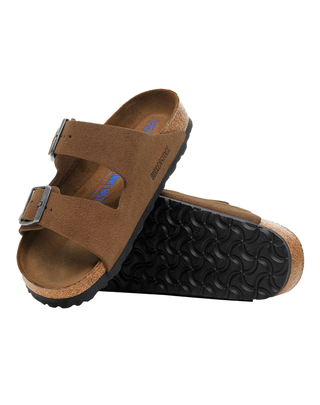 SANDALO ARIZONA IN PELLE SCAMOSCIATA CON PLANTARE MORBIDO - DARK TEA 1030865-S DARK TEA BIRKENSTOCK 
