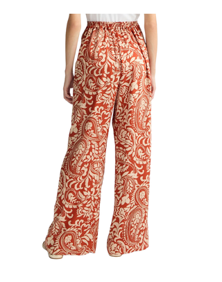 PANTALONI DONNA IN TWILL STAMPATO - TERRACOTTA