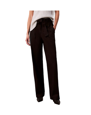 PANTALONI DONNA IN TWILL DI COTONE CON CINTURA - NERO LV044D639G UB1 CALVIN KLEIN 
