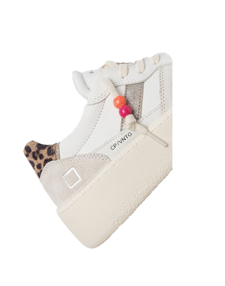 SNEAKERS DONNA COURT PLATFORM VINTAGE CALF WHITE-LEOPARD COURT PLATFORM WD D.A.T.E. 
