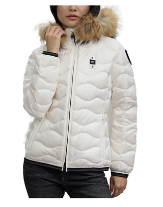 PIUMINO DONNA " ALDIE " CON BORDO IN PELLICCIA - BIANCO OTTICO 25WBLDC03096 100BI BLAUER 