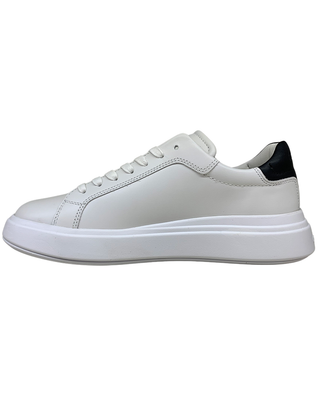 SNEAKERS UOMO IN PELLE BIANCA DETTAGLIO NERO
