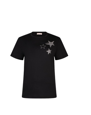 T-SHIRT DONNA CON APPLICAZIONI STELLE - NERO WA6491JS923 P9354 LIU JO 