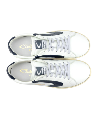 SNEAKERS UOMO IN NAPPA "TOURNAMENT" BIANCO/BLU VT1237M BIANCO BLU VALSPORT 