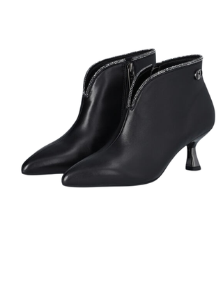 STIVALETTO DONNA CON STRASS SU BORDO - NERO