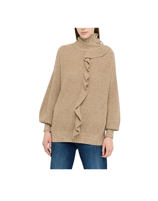 MAGLIA CON VOLANT FRONTALE - BEIGE MF5052MS041 P9120 LIU JO 