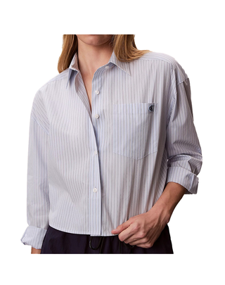 CAMICIA DA DONNA CROPPED A RIGHE - CELESTE LV047F105G C1O CALVIN KLEIN 