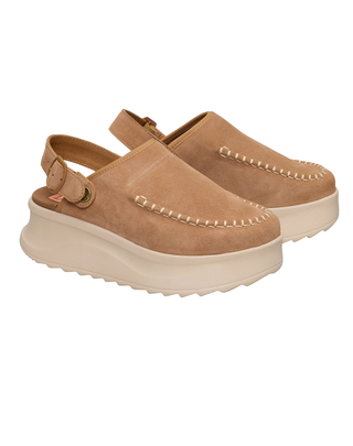 SANDALO DONNA CON PLATFORM " DELRAY CLOG SUEDE " - TAN 44259 265 HEY DUDE 