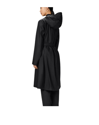 IMPERMEABILE DONNA "A-LINE LONGER JACKET" NERO RA12040 01 RAINS 