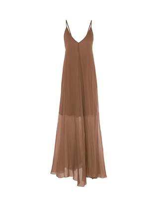 ABITO CON SPALLINE SOTTILI IN LYOCELL - CACAO A037 U MANILA GRACE 