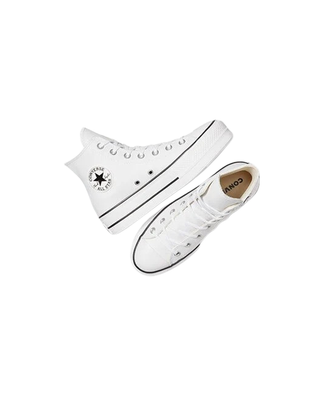 SNEAKERS DONNA " CHUCK TAYLOR PLATFORM LEATHER " BIANCA 561676C WHITE CONVERSE 