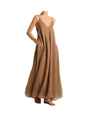 ABITO CON SPALLINE SOTTILI IN LYOCELL - CACAO A037 U MANILA GRACE 