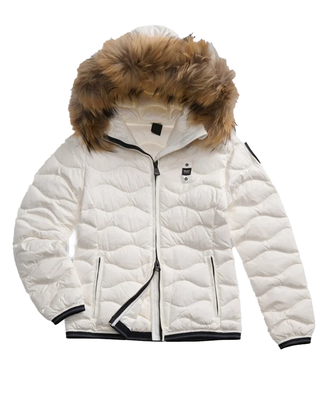 PIUMINO DONNA " ALDIE " CON BORDO IN PELLICCIA - BIANCO OTTICO 25WBLDC03096 100BI BLAUER 