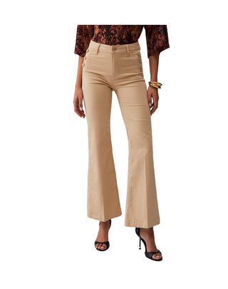 PANTALONE A ZAMPA CON BOTTONI LOGATI - BEIGE WA6403T367A 41208 LIU JO 