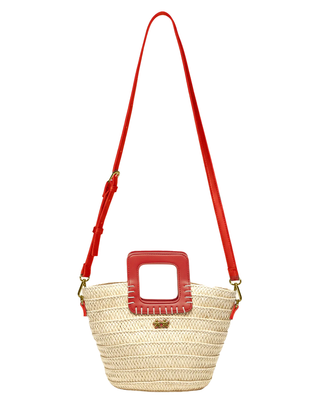 MINI BORSA IN PAGLIA BEIGE CON INSERTI ROSSI SW0025 BG F**K 