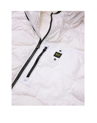 PIUMINO CON CAPPUCCIO E TASCHINA "WAVE" - BIANCO BLUC03177 100 BLAUER 