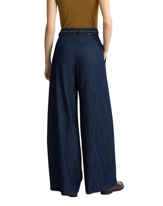 PANTALONE FLARE IN DENIM SCURO CON CINTURA