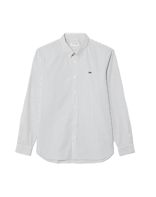 CAMICIA A RIGHE REGULAR FIT IN COTONE PINPOINT - BIANCO VERDE CH5084 324 LACOSTE 