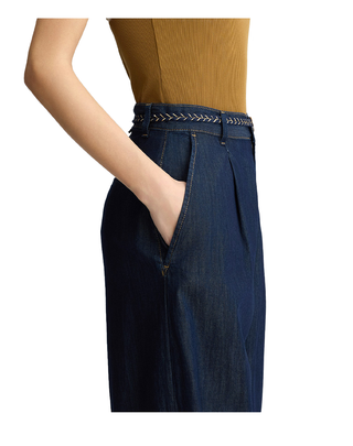 PANTALONE FLARE IN DENIM SCURO CON CINTURA