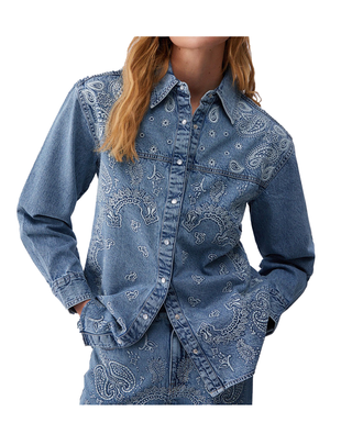 CAMICIA DA DONNA IN JEANS CON RICAMI UA6145 79016 LIU JO 