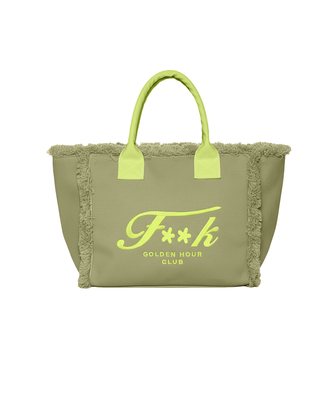 GRANDE BORSA IN TESSUTO CON BORDI SFRANGIATI - VERDE SW0101 MG F**K 