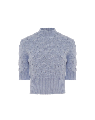 MAGLIONE DONNA MEZZA MANICA CON LAVORAZIONE A TRECCIA - LAGO M400WU MA643 MANILA GRACE 