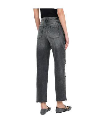 JEANS DONNA STRAIGHT CON APPLICAZIONI STRASS - DENIM GRIGIO UF5115D4854 87455 LIU JO 