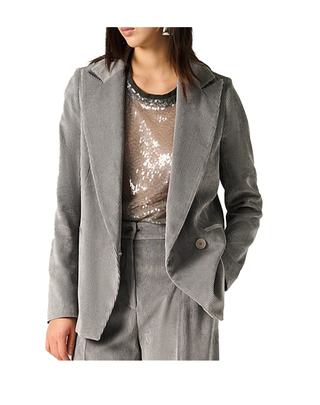 BLAZER DONNA A COSTINE DI VELLUTO - GRIGIO CHIARO G092PU MG826 MANILA GRACE 