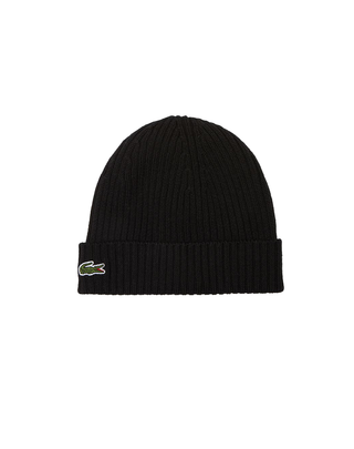 BERRETTO IN LANA SPAZZOLATA A COSTINE - NERO RB0001 031 LACOSTE 