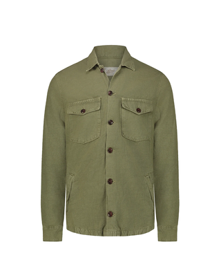 GIACCA CAMICIA " ACADIAN " IN MISTO COTONE LINO - VERDE MILITARE ACADIA MI BL'KER 
