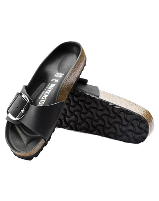 SANDALO DONNA " MADRID BIG BUCKLE " IN PELLE OLIATA NERA 1006523 BLACK BIRKENSTOCK 