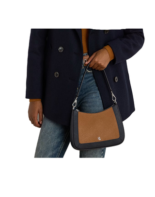 BORSA "DANNI 26 SHOULDER BAG" IN PELLE - BLU/MARRONE 431934891 009 RALPH LAUREN 