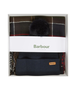 SET REGALO SCIARPA E CAPPELLO "DOVER" - BLU/VERDE LGS0054 TN11 BARBOUR 