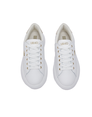 SNEAKER DONNA IN PELLE BIANCA CON INSERTI ORO BA6069PX CASPER01 LIU JO SHOES 