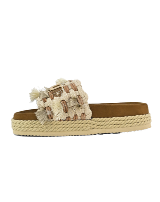 SANDALO A FASCIA CON FRANGE - BEIGE 451008K BEI MOU 